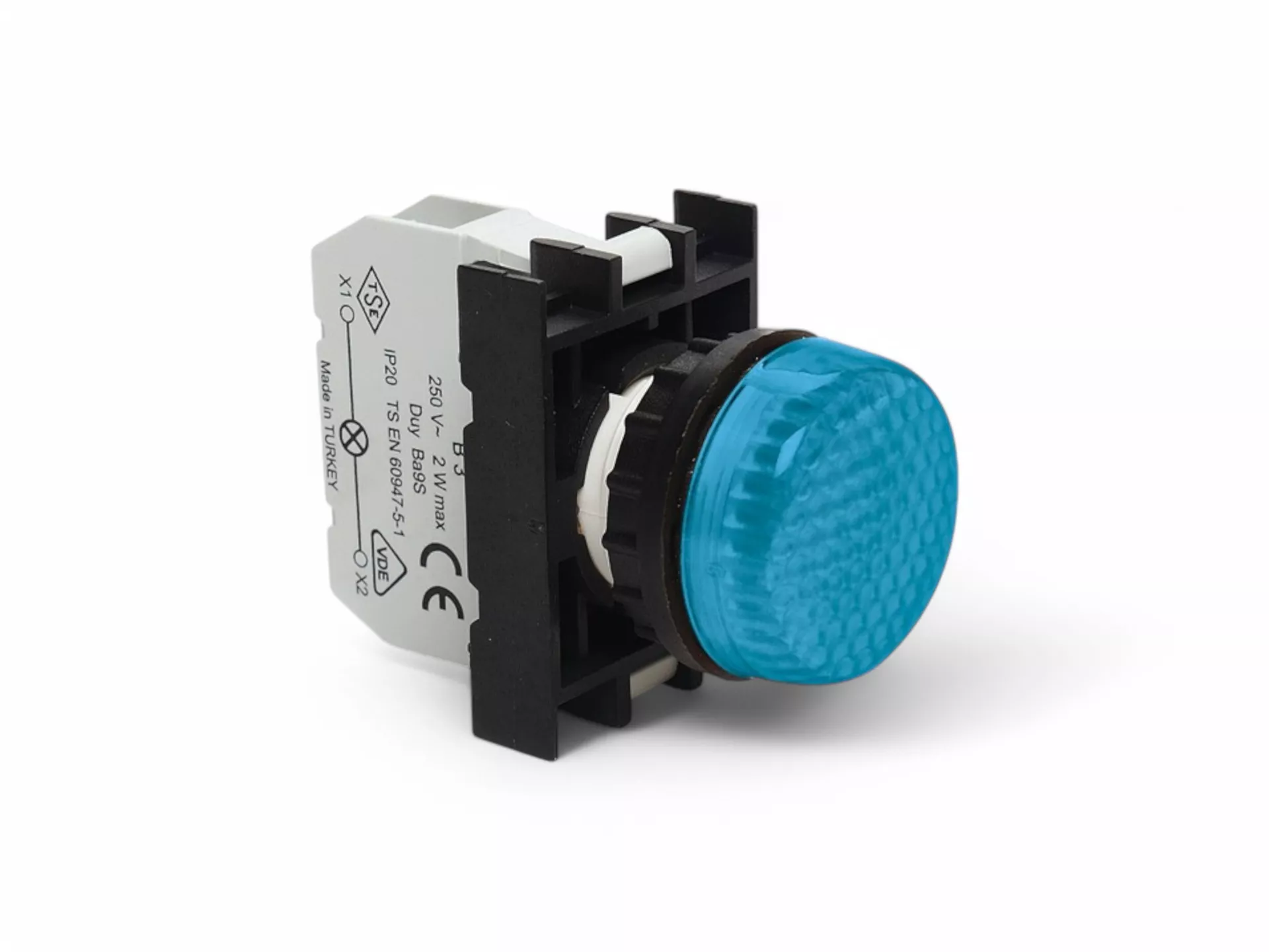 B Series Plastic Ba9S Socket Blue 22 mm Signal