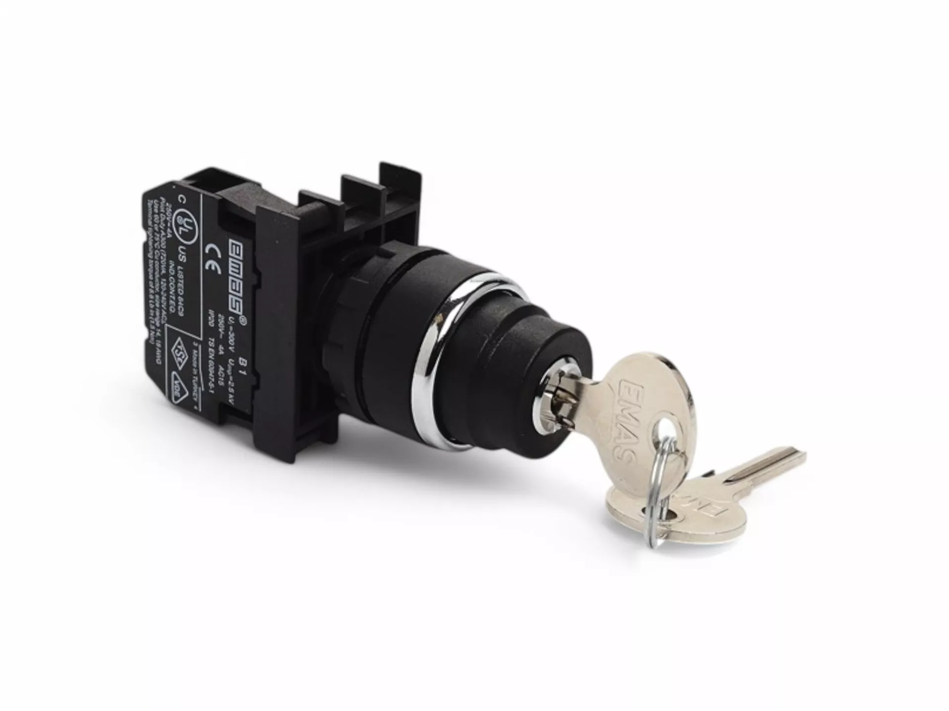 B Series Plastic 1NO (0-I) 60° Switch Latching, Key Release at 0 Position 22 mm Push Button
