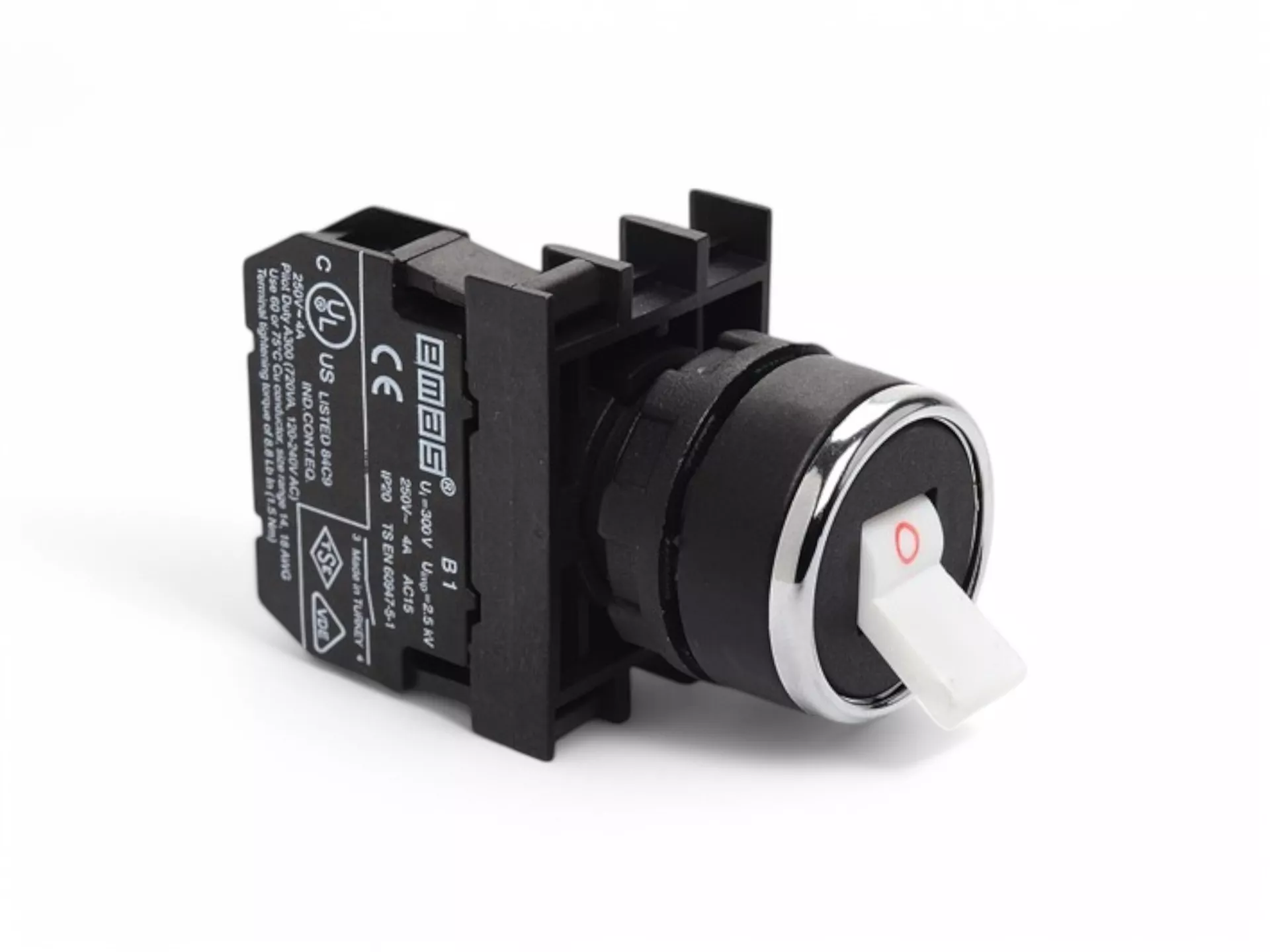 B Serisi Plastik 1NO Mandallı Kalıcı Beyaz (0-I) Baskılı 22 mm Buton